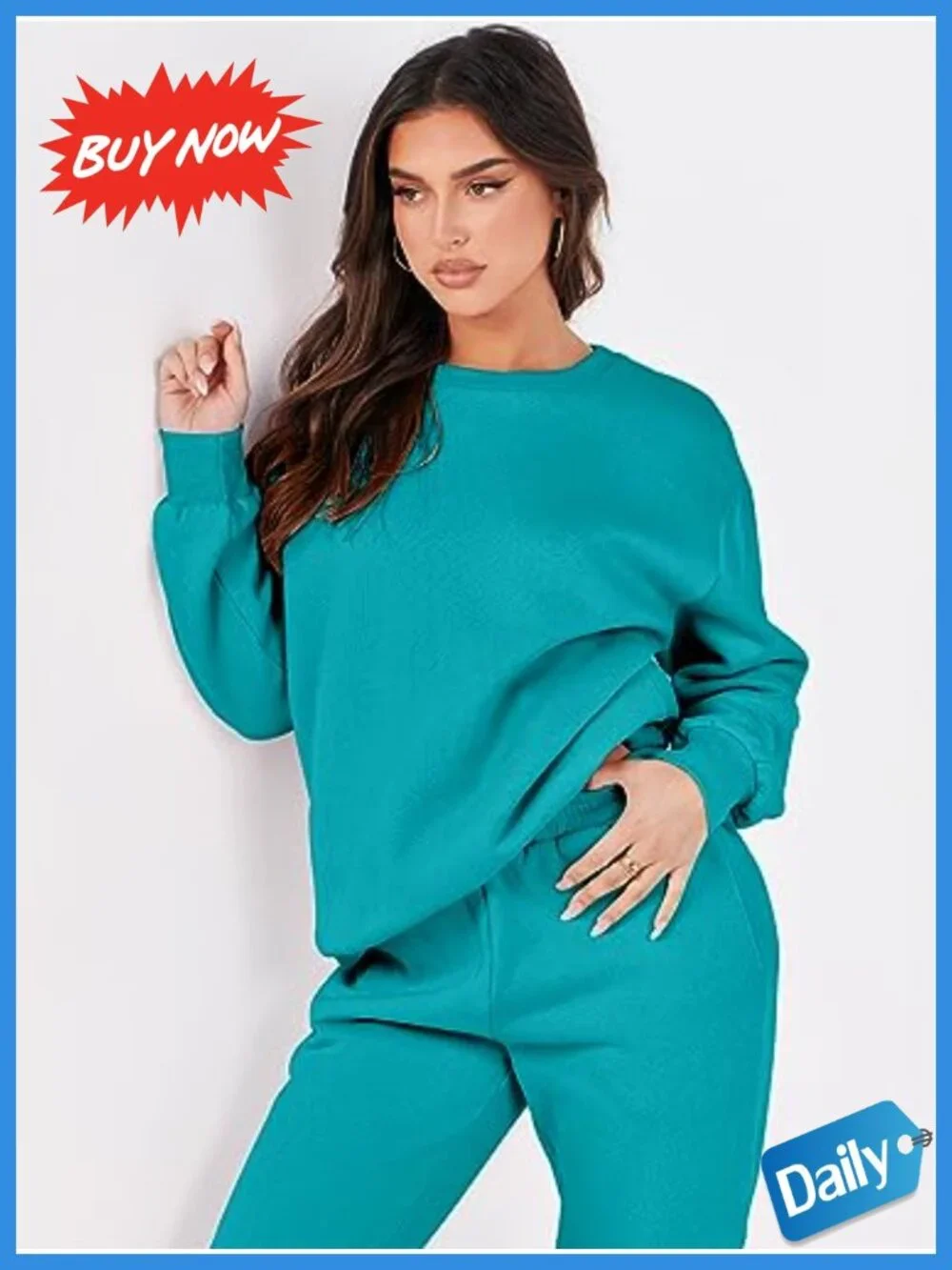 Womens Lounge Set 2 Piece Sweatsuit Jogger Pants Crewneck Sweatshirt